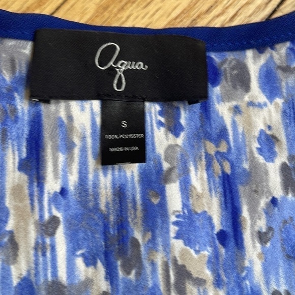 AQUA Blue Watercolor Racerback Tank Top Size Small Flowing A-Line Fit - Picture 2 of 6